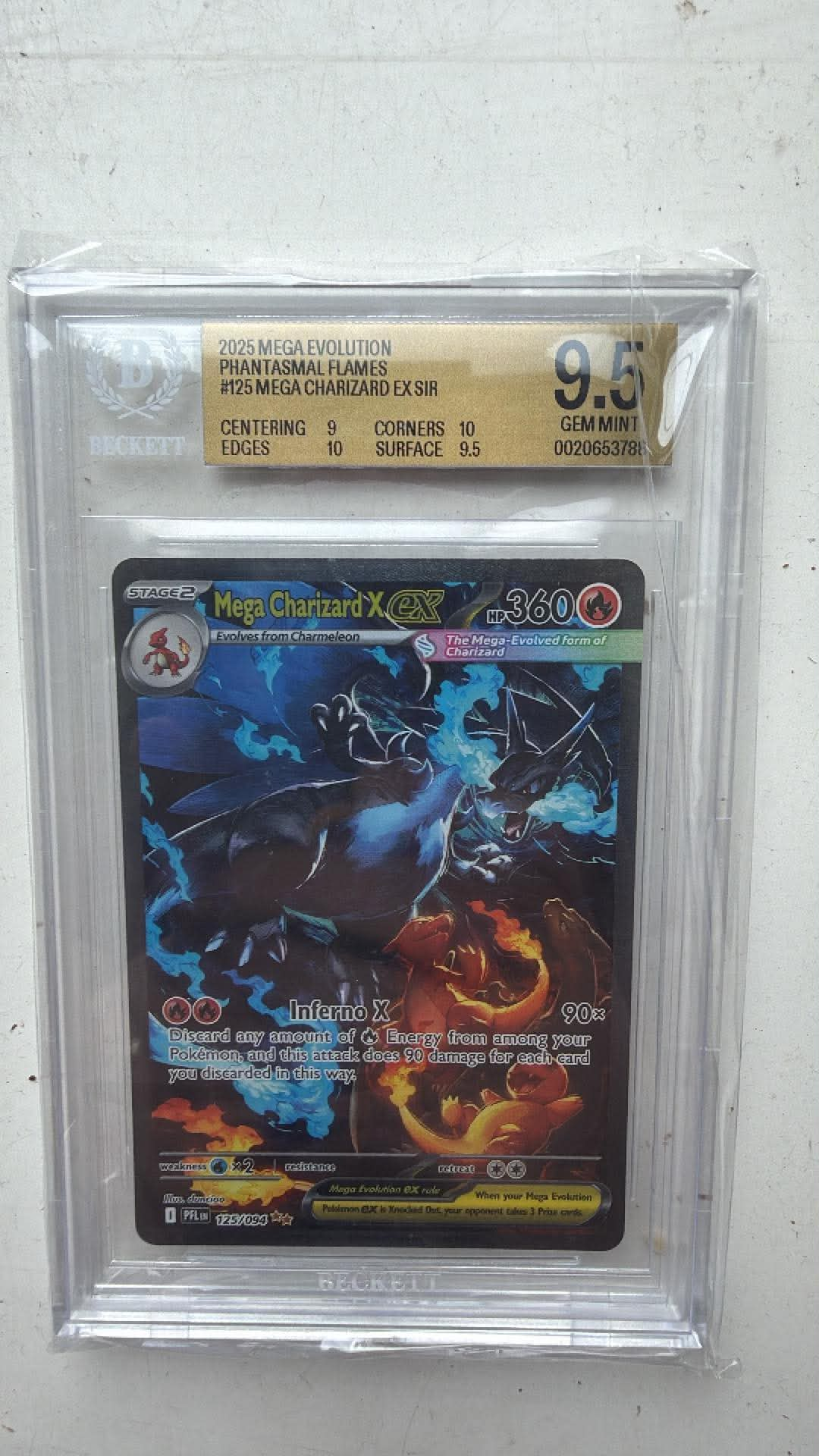 Pokémon TCG: Mega Charizard X ex SIR #125/094 — Phantasmal Flames — BGS 9.5