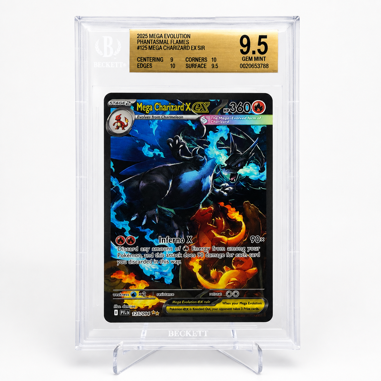 Pokémon TCG: Mega Charizard X ex SIR #125/094 — Phantasmal Flames — BGS 9.5