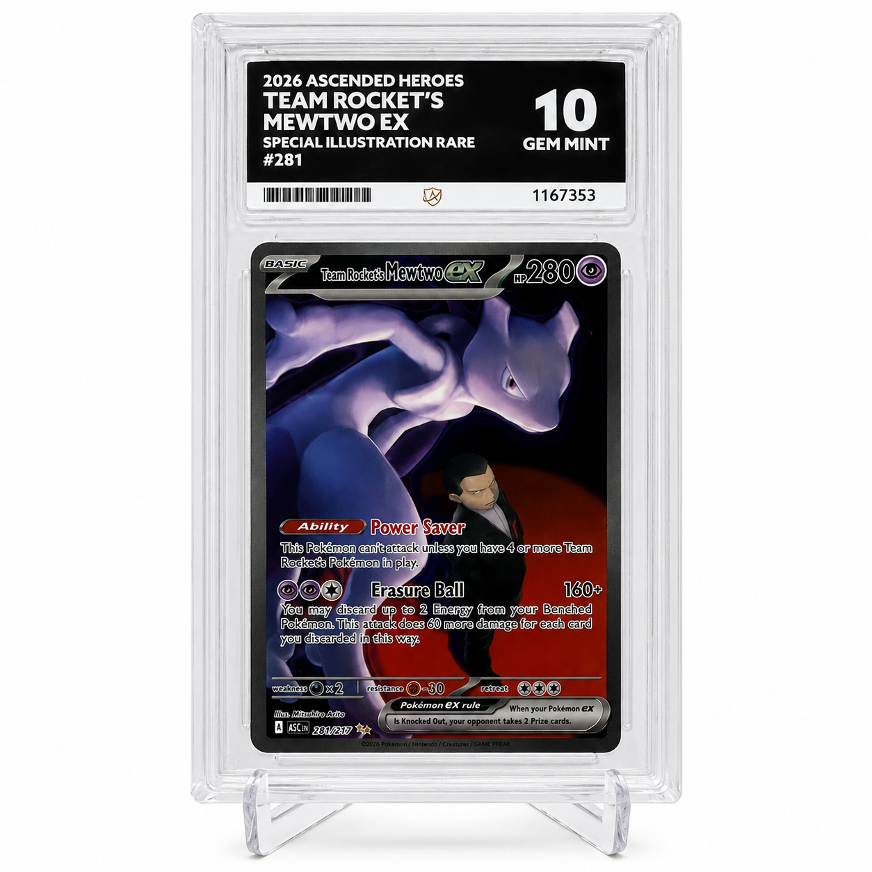 Team Rocket’s Mewtwo ex #281/217 – ACE 10 Gem Mint
