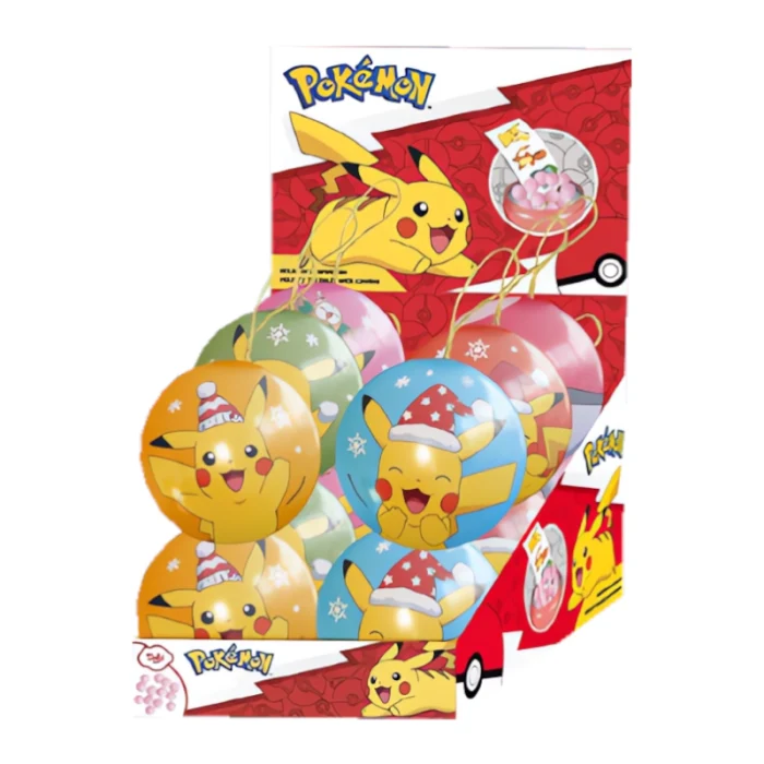 Pokémon Christmas Baubles with Candy 5g – 12 Sealed Pack – Assorted Designs – Pikachu & Friends