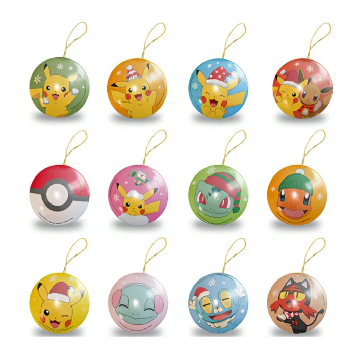 Pokémon Christmas Baubles with Candy 5g – 12 Sealed Pack – Assorted Designs – Pikachu & Friends